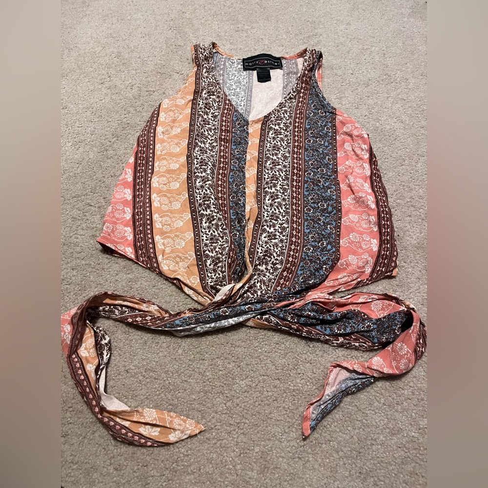 Print Tie-Front Top